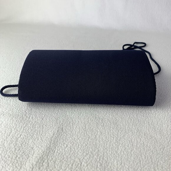 La Regale Navy Blue Fabric Rectangle Clutch Shoulder Evening Bag Purse 90’s - Picture 10 of 14